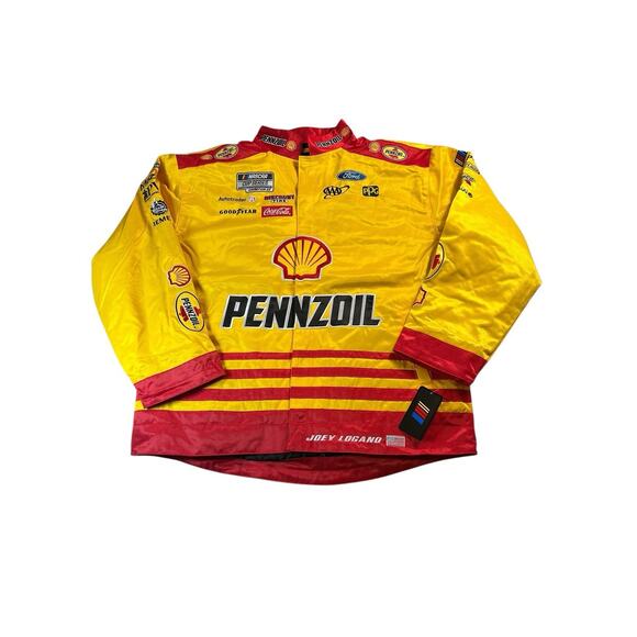 Joey Logano Men’s XL Nascar Cup Series Pennzoil Shell Pit Button-Up Jacket NWT - Picture 1 of 6